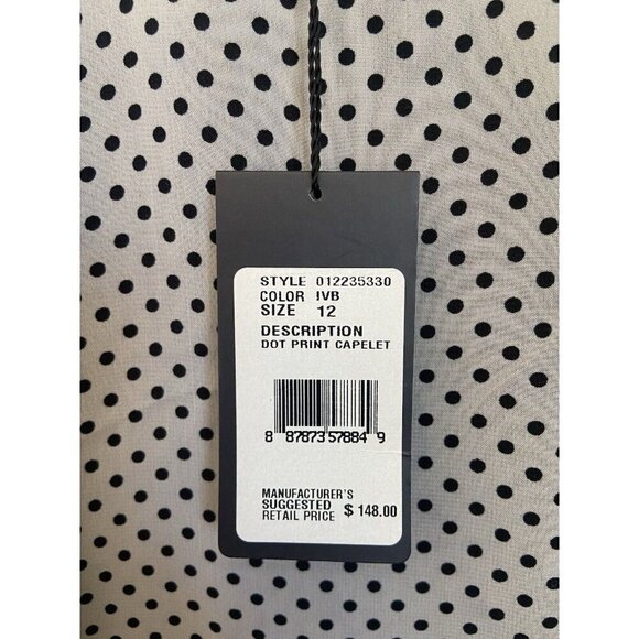 NWT Adrianna Papell Dress Dot Sheer Overlay Black Cream Mother Bride 12 New - Picture 3 of 5